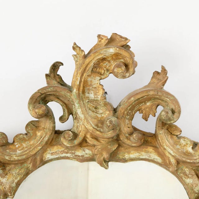 Rococo 18th Century Italian Rococo Giltwood Wall Mirror, C. 1750 For Sale - Image 3 of 3