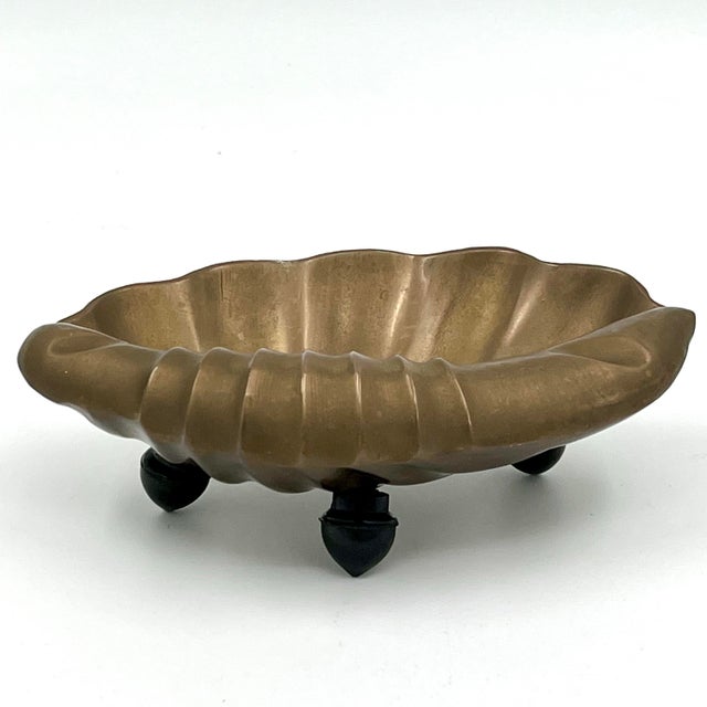 Metal Vintage Brass Scallop Shell Ashtray, Soap Dish, Trinket Dish Coastal Decor For Sale - Image 7 of 10