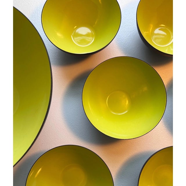 Lime Vintage Herbert Krenchel Enamel Krenit Bowls - Set of 7 For Sale - Image 8 of 12