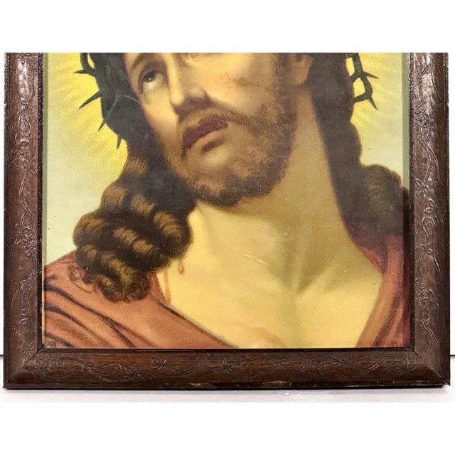 Antique Framed Chromolithograph Ecce Homo Crown of Thorns after Fridolin Leiber For Sale - Image 4 of 10