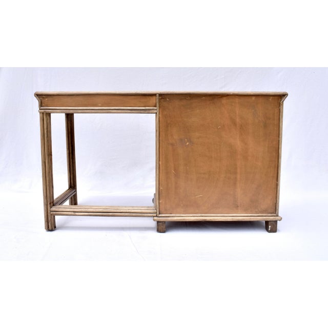 Vintage Chevron Pencil Reed Writing Desk With Brass Hardware, Usa For Sale - Image 10 of 12