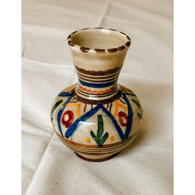 Hand-Painted Ceramic Bud Vase with Floral Decoration For Sale - Image 4 of 4