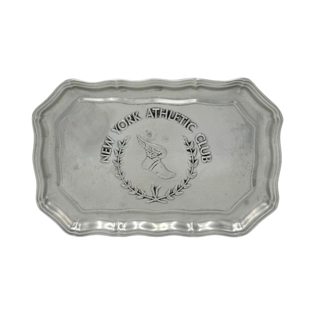 Vintage New York Athletic Club Winged Foot Platter Pewter For Sale - Image 10 of 12