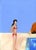 Poolside An expressive and skillful execution of a mid-century modern abstract panoramic landscape oil painting on canvas....