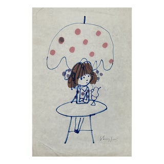 Janusz Stanny, A Girl, Original Illustration, Watercolour For Sale