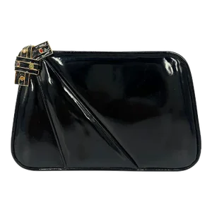 Judith Leiber Black Patent Leather Clutch