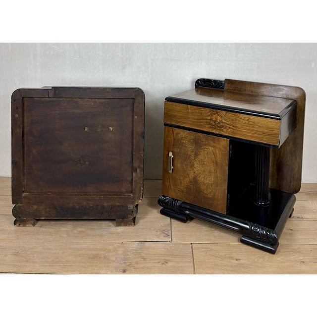 Art Deco Nightstands with Columns, 1940, Set of 2 For Sale - Image 11 of 12