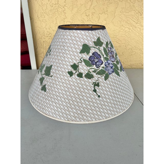 Late 20th Century Vintage Purple Floral Lamp Shade For Sale - Image 5 of 8