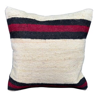 Turkish Hemp Pillow Cushion Natural Beige Black Cushion Cover 20"x20" For Sale