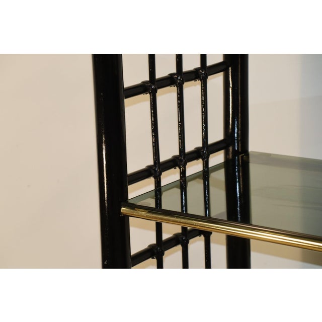 Wood Vintage Shelf in Smoked Glass and Bamboo-Style Frame, 1970s For Sale - Image 7 of 17