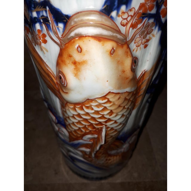 Arita Porcelain Vases with Carps Decoration, Japan, Set of 2 For Sale - Image 6 of 18