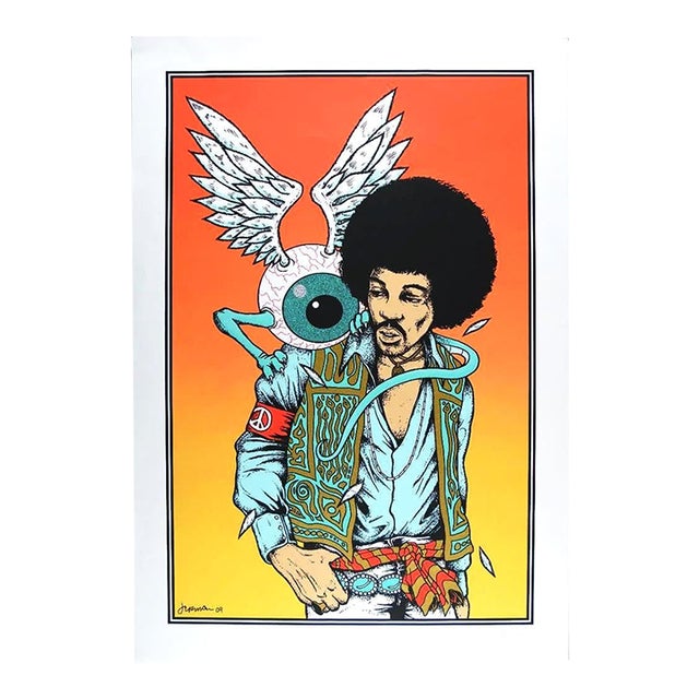 2009 Jimi Hendrix Limited Edition Jermaine Rogers Signed & Numbered Screenprint For Sale