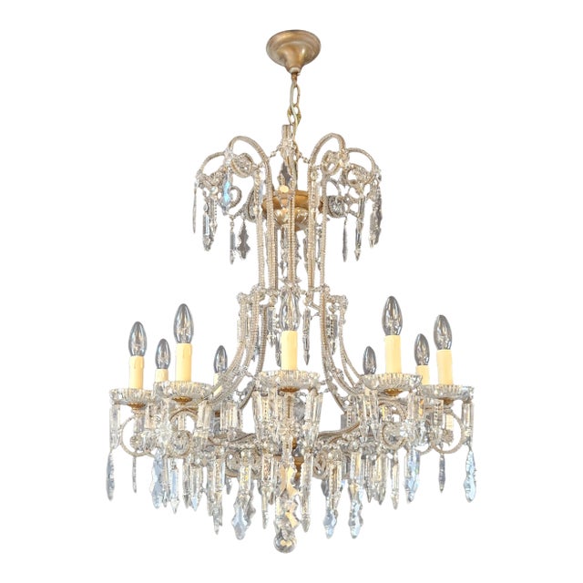 Antique French Crystal Chandelier Directoire Style Louis XVI Influence - Restored For Sale