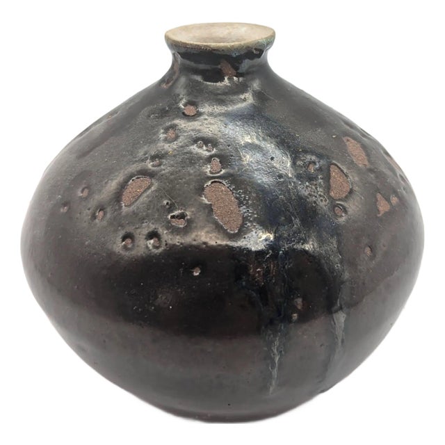 1975 Artist Signed Glazed Stoneware Bud Vase For Sale