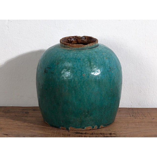 Chinese Green Ceramic Vase For Sale - Image 4 of 5