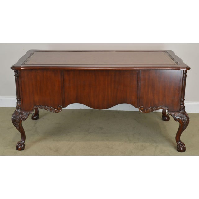 Sligh Ellis Line Mahogany Chippendale Style Claw Foot Leather Top