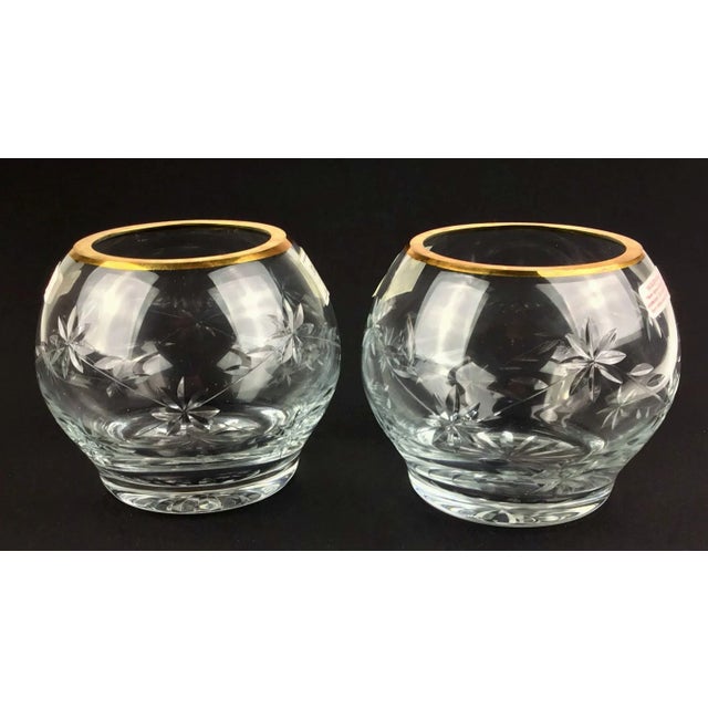 1960s Vintage Park Avenue 1960s Crystal & Gold Votive Holders - a Pair For Sale - Image 5 of 13