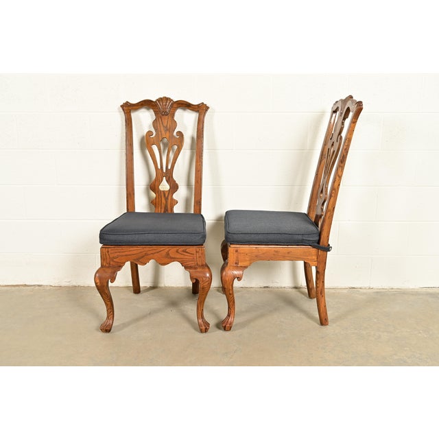 Henredon Georgian Carved Solid Oak Dining Chairs, Set of Four For Sale - Image 12 of 16