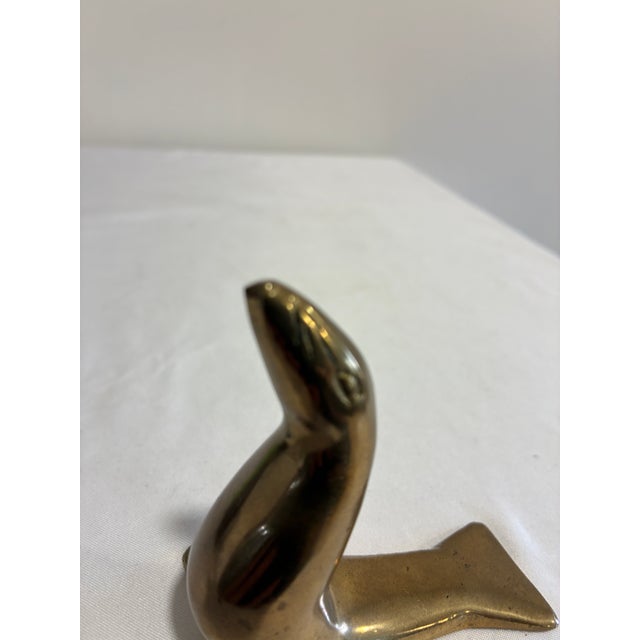 Mid 20th Century Vintage Solid Brass Seal Figurine For Sale - Image 5 of 8