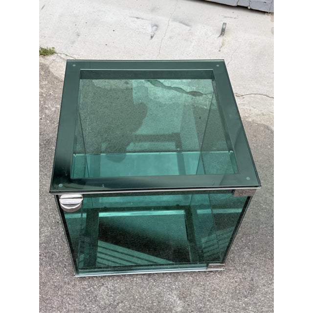 Glass Green Glass Nilo Nightstands by Giuseppe Raimondi for Cristal Art, 1970s, Set of 2 For Sale - Image 7 of 10