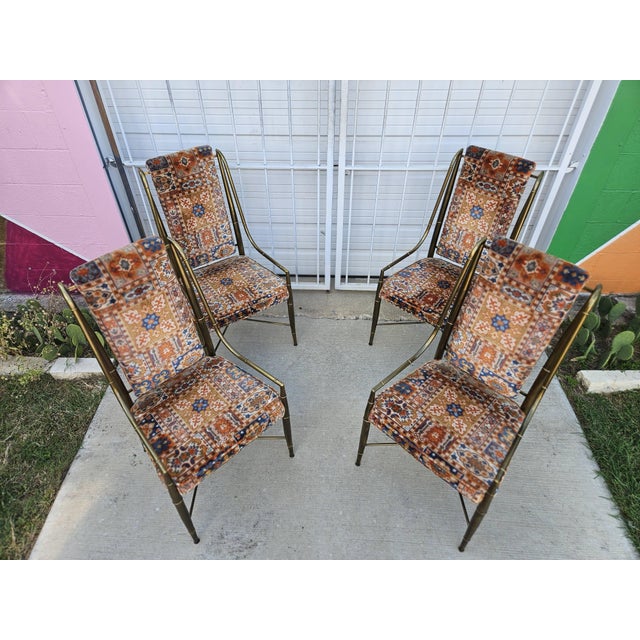 Mid-Century Modern Set of 8 Imperial Brass Dining Chairs Attributed to Weiman / Warren Lloyd for Mastercraft For Sale - Image 3 of 18
