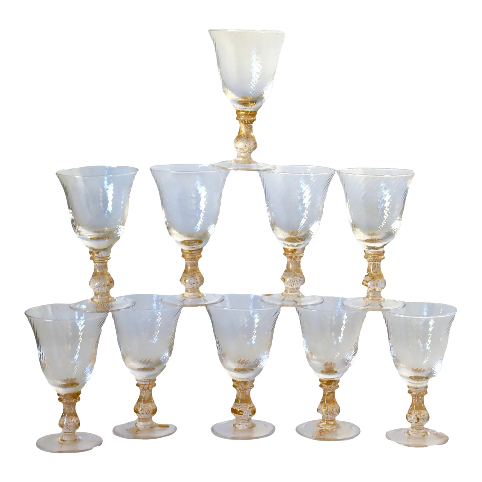 Midcentury HandBlown Italian Wine Glasses, Set of 10 Chairish