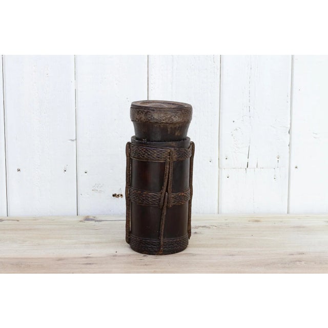 Rare Antique Nepalese Bamboo Container For Sale - Image 4 of 8