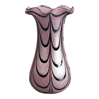 Austrian Loetz School Flared Art Glass Vase with Silver Drape Overlay C1930 For Sale