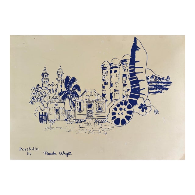 Portfolio by Pamela Wright “St John Antigua” Set of 4 Color Lithographs on Heavy Paper in Art Presentation Folder For Sale