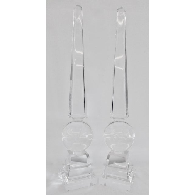 C 1998 Custom-Made, Monumentally Large & Solid Lucite Obelisks Decorative Accents - Pair For Sale - Image 4 of 9