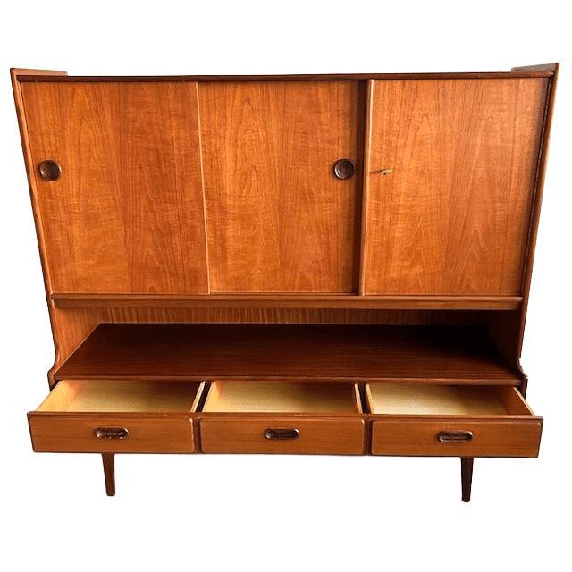 Mid-Century Modern Danish Highboard Cabinet in Teak by Van Teeffelen Wébé, 1960s For Sale - Image 11 of 12