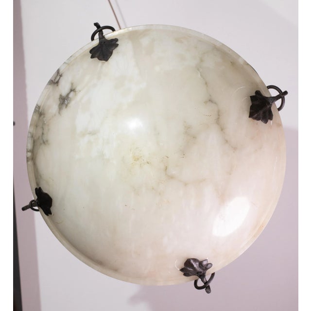 1940s Extra Large White Alabaster Pendant, 1940s For Sale - Image 5 of 11