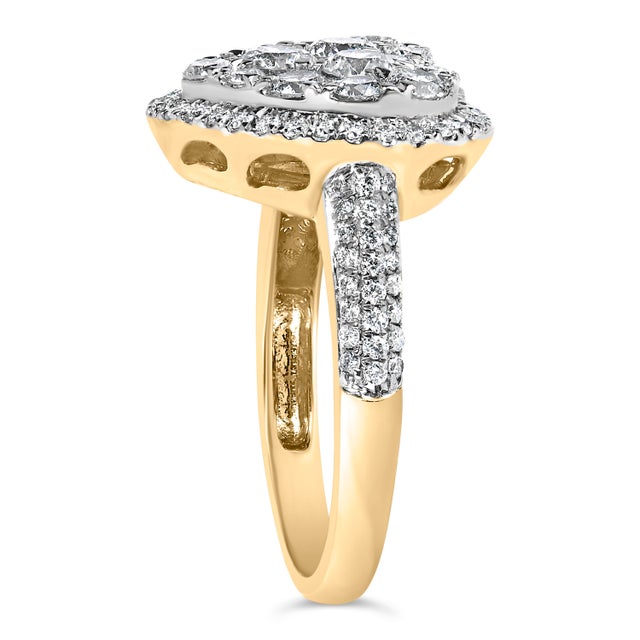 Haus of Brilliance 14K Yellow Gold 1 1/2 Cttw Diamond Heart Shaped Composite Ring (H-I Color, SI2-I1 Clarity) - Ring - Size 7 For Sale - Image 4 of 6