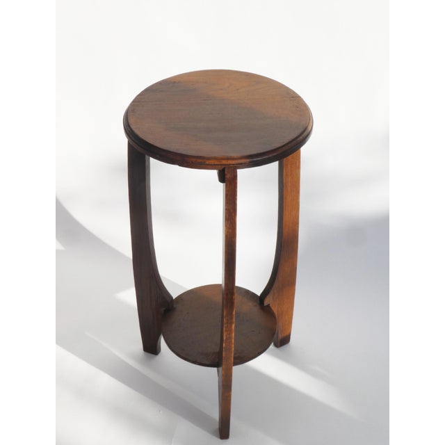 1920s Amsterdam School Oak 2-Tiered Pedestal Plant Stand, 1920s For Sale - Image 5 of 10