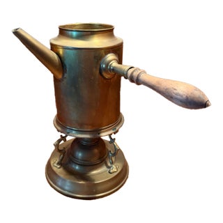 Antique French Brass Coffee Maker With Spirit Burner For Sale