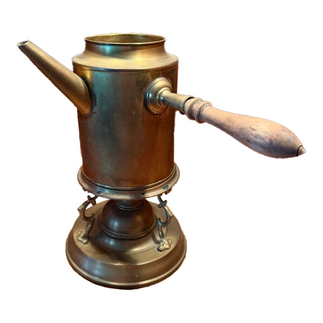 Antique French Brass Coffee Maker With Spirit Burner For Sale