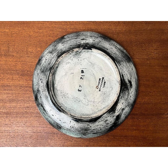 Green Mid-Century Handmade Ceramic Wall Plate with Viking Designs from Arol, Norway, 1960s For Sale - Image 8 of 15