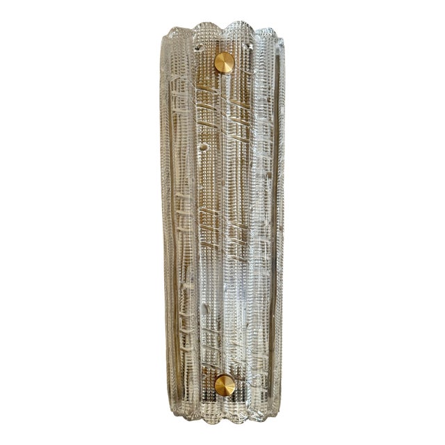 Vintage Crystal and Brass Wall Sconce by Carl Fagerlund for Orrefors & Lyfa, 1960s For Sale