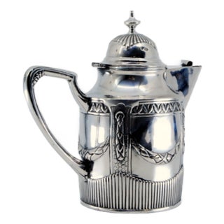 Fluted Silver Teapot with Scrolls and Garlands For Sale