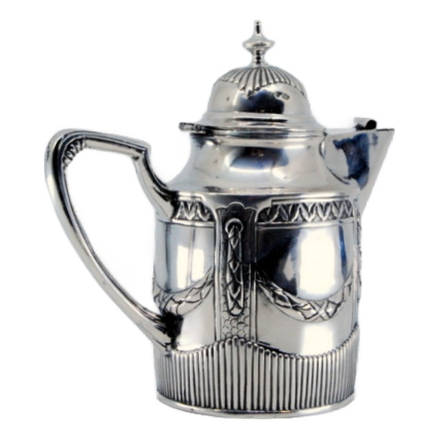 Fluted Silver Teapot with Scrolls and Garlands For Sale