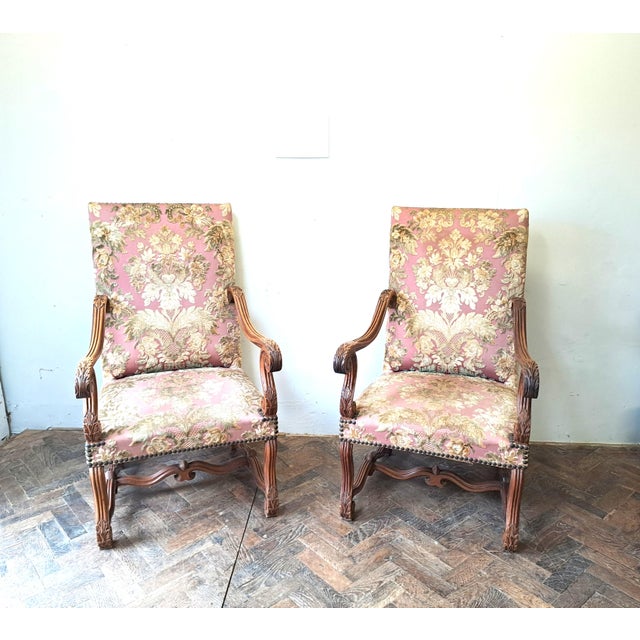 French Walnut Mouton Leg Armchairs, Late 19th Century, Set of 2 For Sale - Image 4 of 8