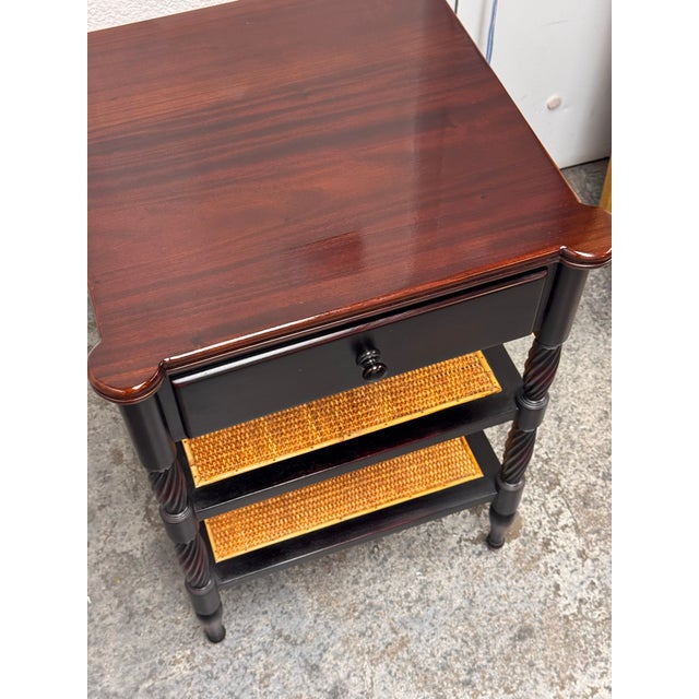 Colonial Revival Turned Leg Cane Side Table For Sale - Image 4 of 12