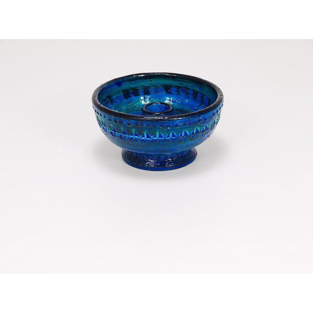 Ceramic Mid-Century Rimini Blue Glazed Candleholder Bowl attributed to Bitossi for Bitossi, 1950s For Sale - Image 7 of 14