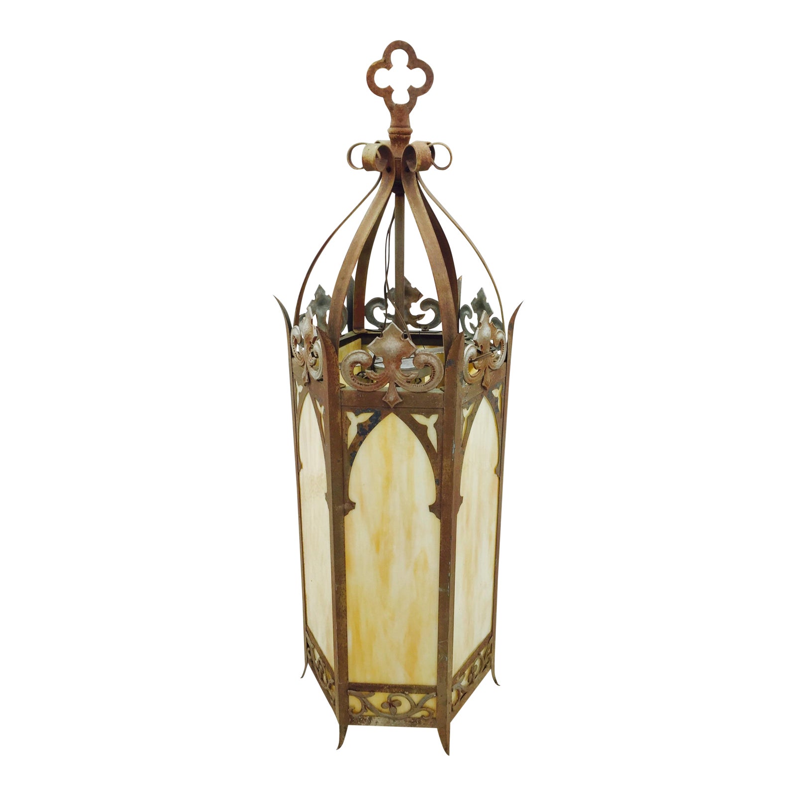 Antique Cathedral Church Glass Lantern Chairish