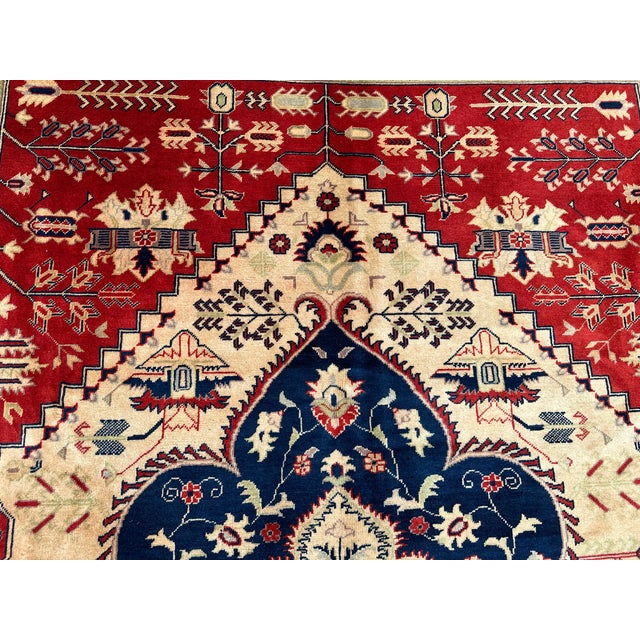 Persian Heriz Red/Ivory Hand-Knotted Area Rug For Sale - Image 6 of 9