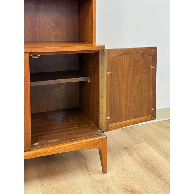 Vintage Lane MCM Hutch Rhythm Cane Door Bookcase Display China Cabinet Shelving For Sale - Image 16 of 17