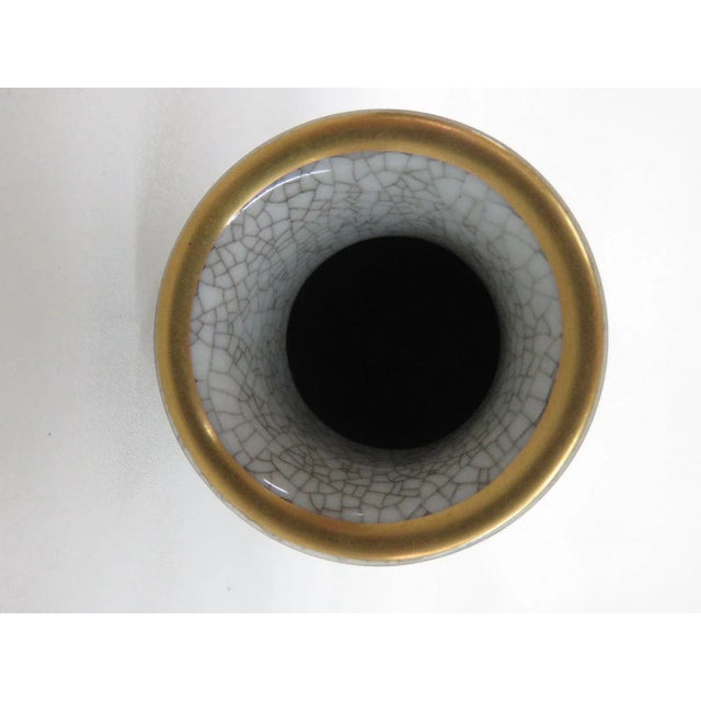 Ceramic Royal Copenhagen Denmark Bird Mid Century Porcelain Crackle Vase For Sale - Image 7 of 11