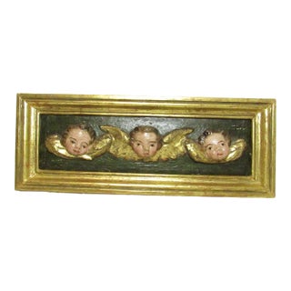 Antique Hand Carved Spanish Colonial Framed Putti Heads For Sale