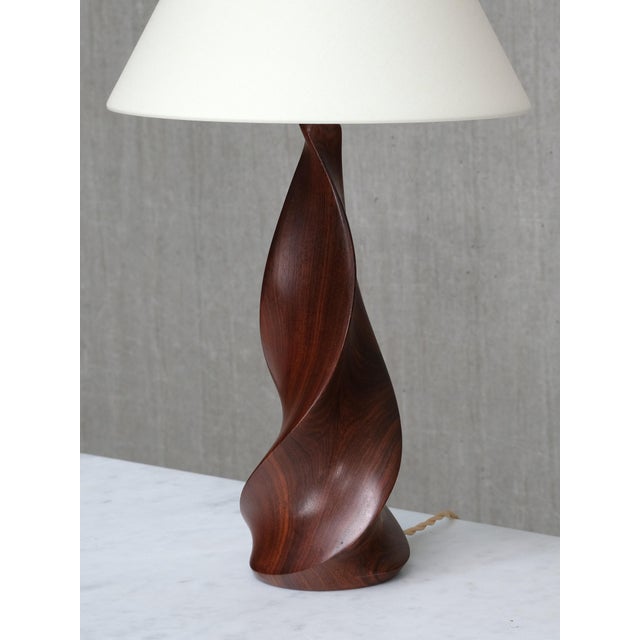 1950s Sculptural Table Lamps in Mahogany by Claude Chauvy, France, 1950s, Set of 2 For Sale - Image 5 of 17