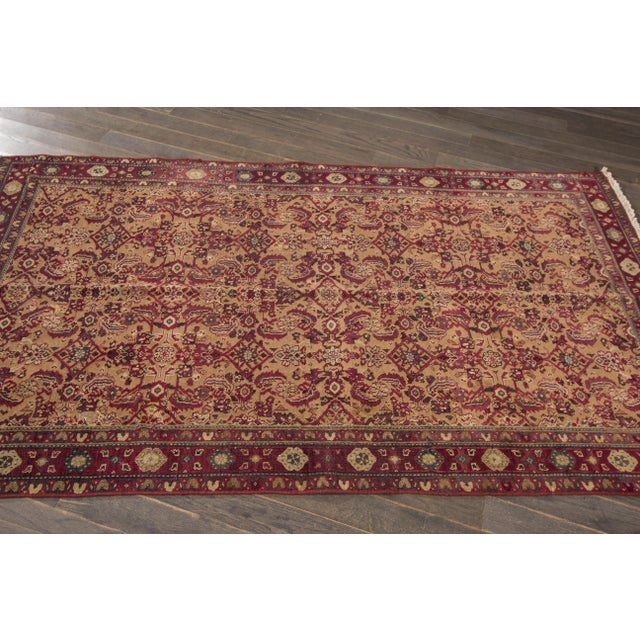 4 X 7 Vintage Agra Hand-Knotted Wool Rug in Brown With Allover Design For Sale - Image 11 of 11